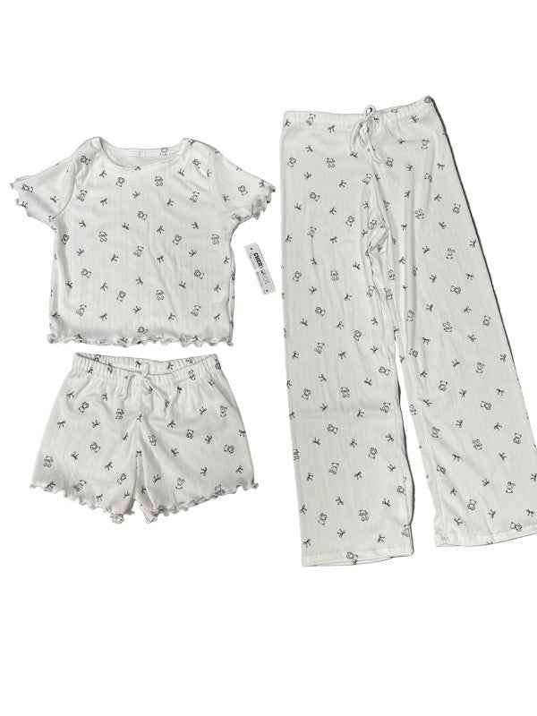 Girls Printed Lounge 3 Pc Short Sleeve Top Pants a