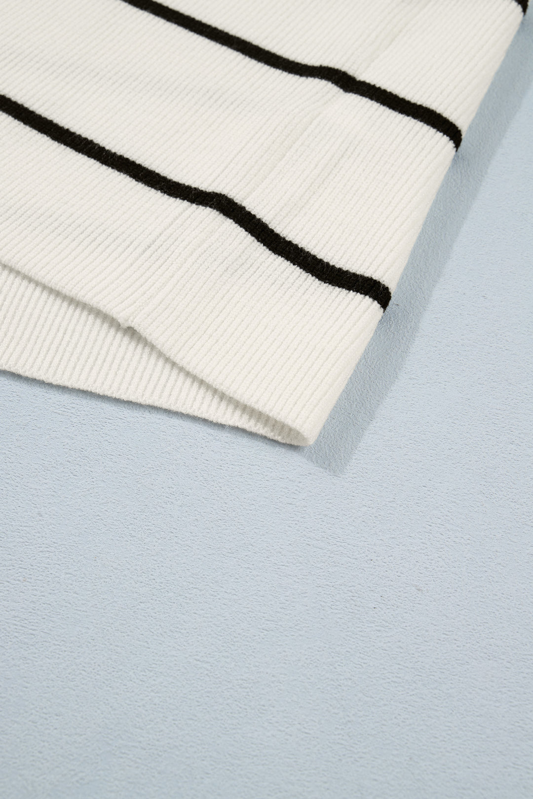 White Stripe Ribbed Knit Half Sleeve Loose Sweater Tee Dear-Lover Dropshipping