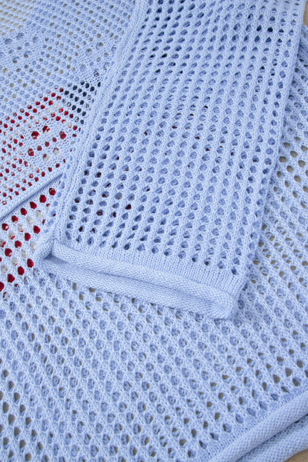 Beau Blue Hollow Out Crochet Knit American Flag Patched Sweater Hoodie Dear-Lover Dropshipping