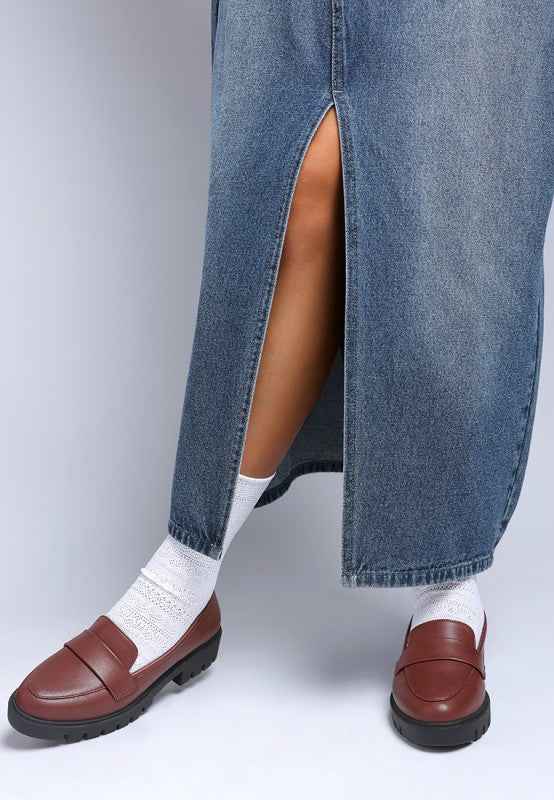 Peridot Faux Leather Chunky Loafers
