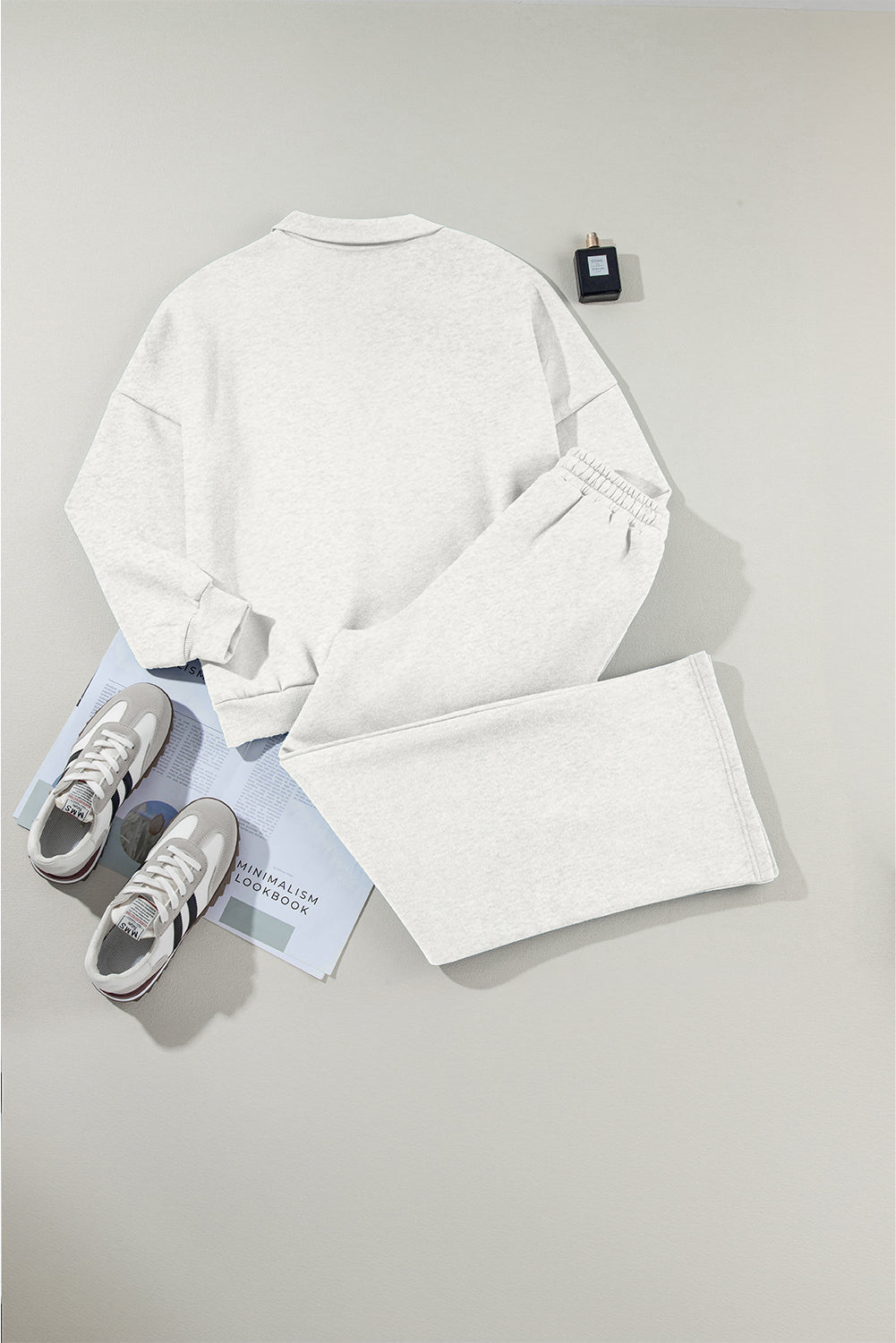 Light Grey Drop Shoulder Zip Up Jacket Drawstring Pants Active 2pcs Set Dear-Lover Dropshipping