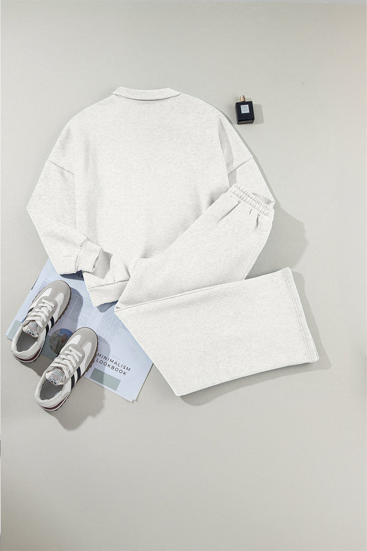 Light Grey Drop Shoulder Zip Up Jacket Drawstring Pants Active 2pcs Set Dear-Lover Dropshipping