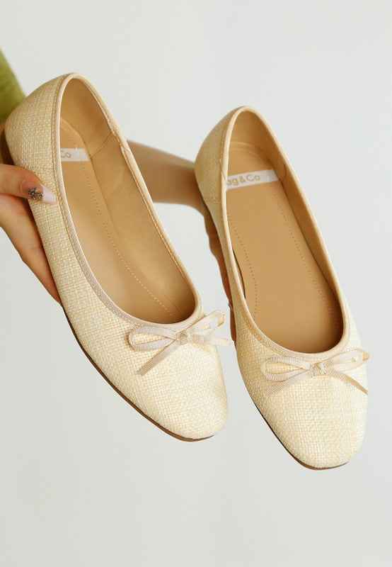 Paper Rings Raffia Ballet Flats