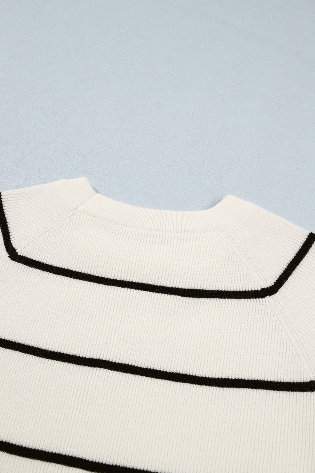 White Stripe Ribbed Knit Half Sleeve Loose Sweater Tee Dear-Lover Dropshipping