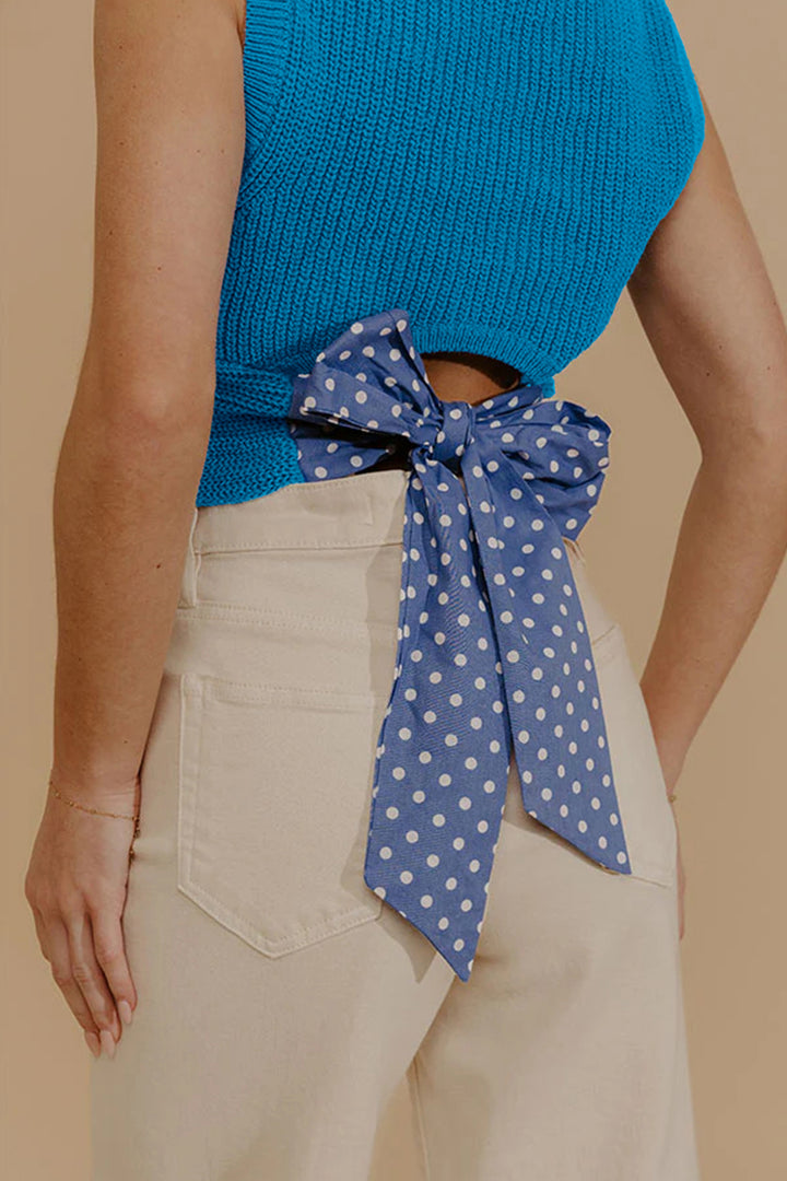 Myosotis Slim Knit Polka Dot Knot Back Cropped Sweater Tank Dear-Lover Dropshipping
