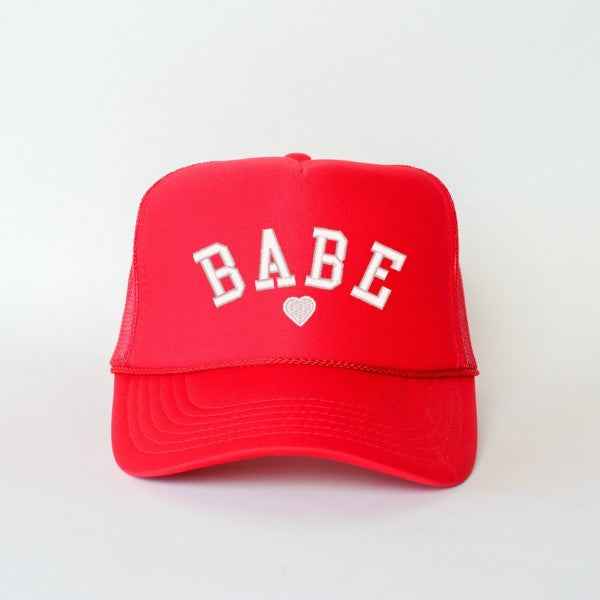 Embroidered Babe Heart Foam Trucker Hat