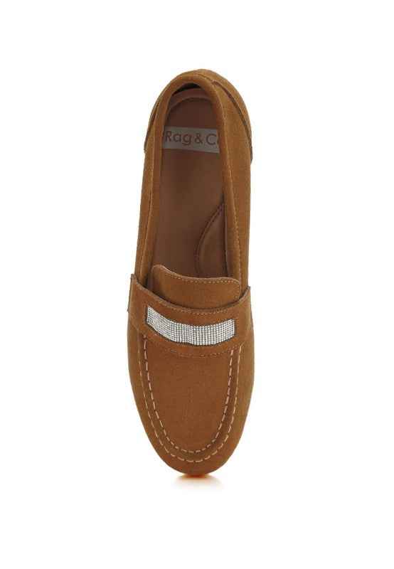 New Ode Rhinestone Penny Strap Loafers Loafers