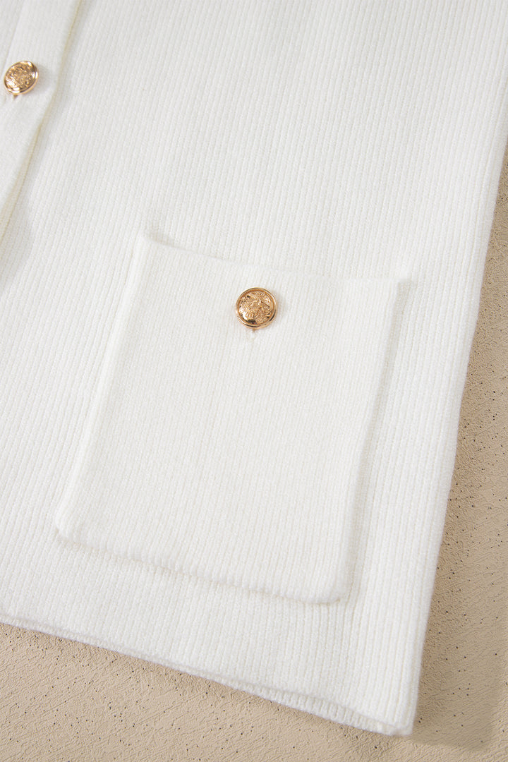 Yellow Cream Solid Color Sleeveless Knit Button Pocketed Sweater Dear-Lover Dropshipping