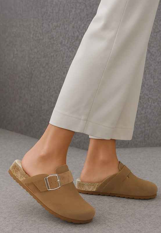 Ratiha Buckle Accent Slip-On Footbed Mules