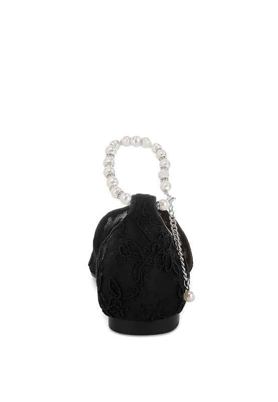 Shrami Pearl & Rhinestone Strap Flat Sandals