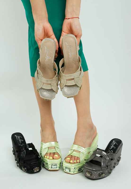 Blistronic Chunky Diamante & Rhinestone Sandals