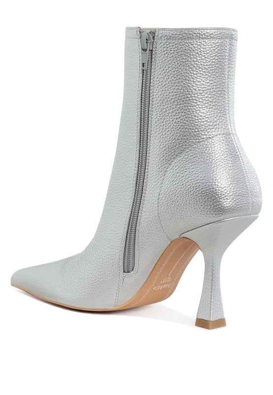 Tentia Metallic Pleather Spool Heel Boots