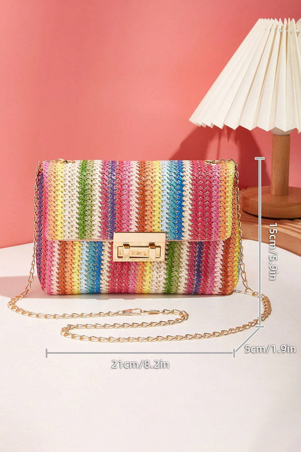 Multicolour Bohemian Woven Gold Chain Shoulder Bag Dear-Lover Dropshipping