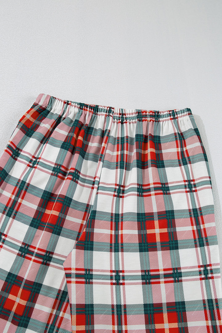 Red Christmas Plaid Print Two Piece Long Sleeve Pajamas Set Dear-Lover Dropshipping