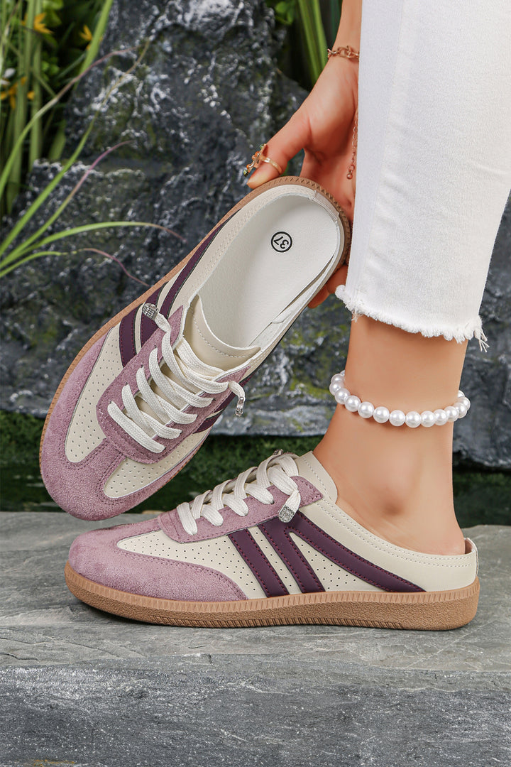Pink Eyelet PU Leather Patchwork Color Pop Sneakers Dear-Lover Dropshipping