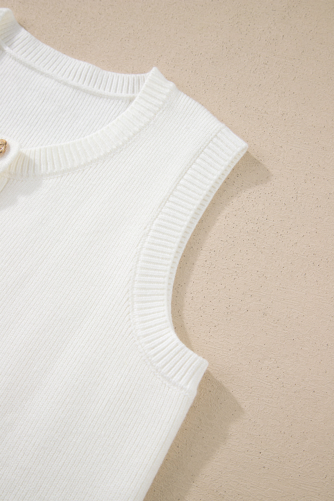 Yellow Cream Solid Color Sleeveless Knit Button Pocketed Sweater Dear-Lover Dropshipping