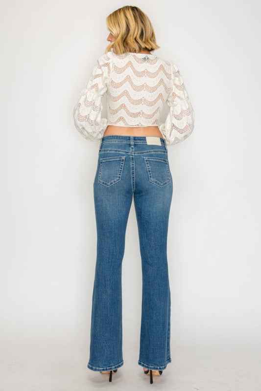 TUMMY CONTROL HIGH RISE SLIM FLARE JEANS  *Signatu