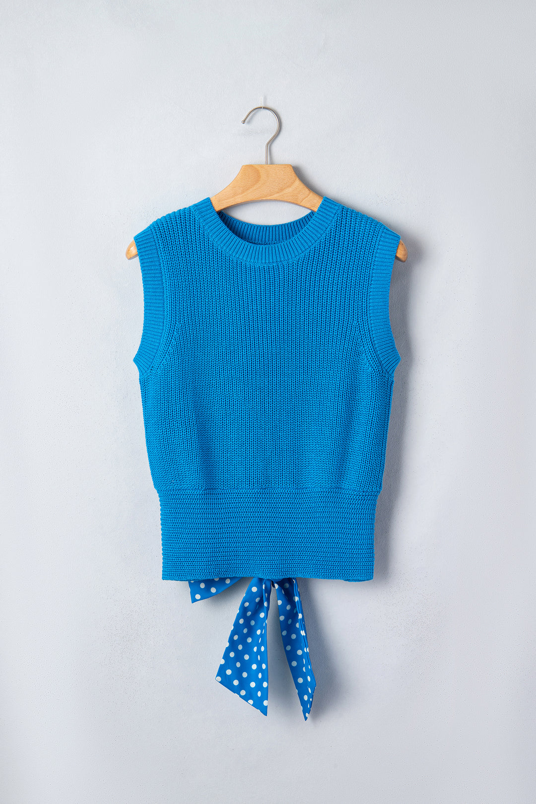 Myosotis Slim Knit Polka Dot Knot Back Cropped Sweater Tank Dear-Lover Dropshipping