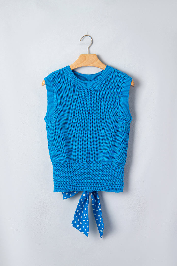 Myosotis Slim Knit Polka Dot Knot Back Cropped Sweater Tank Dear-Lover Dropshipping