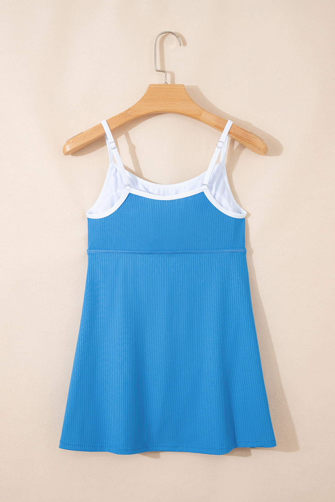 Dusk Blue Color Block Edge Ribbed Pocketed Lined Swim Dress Dear-Lover Dropshipping