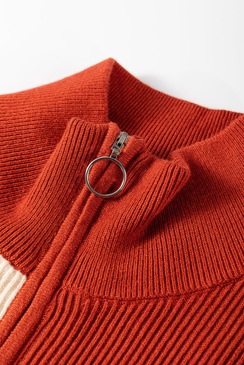 Brown Stripe Color Block Quarter Zip Collar Short Sleeve Sweater Dress Dear-Lover Dropshipping
