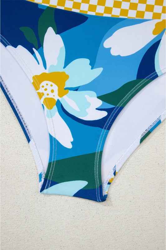 Floral Racerback Cutout High Waist Bikini Set