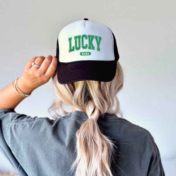 Lucky Mama Distressed Foam Trucker Hat