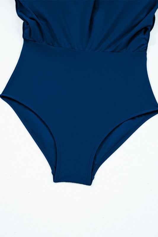 Solid Crossed Straps One Piece Swim Dress