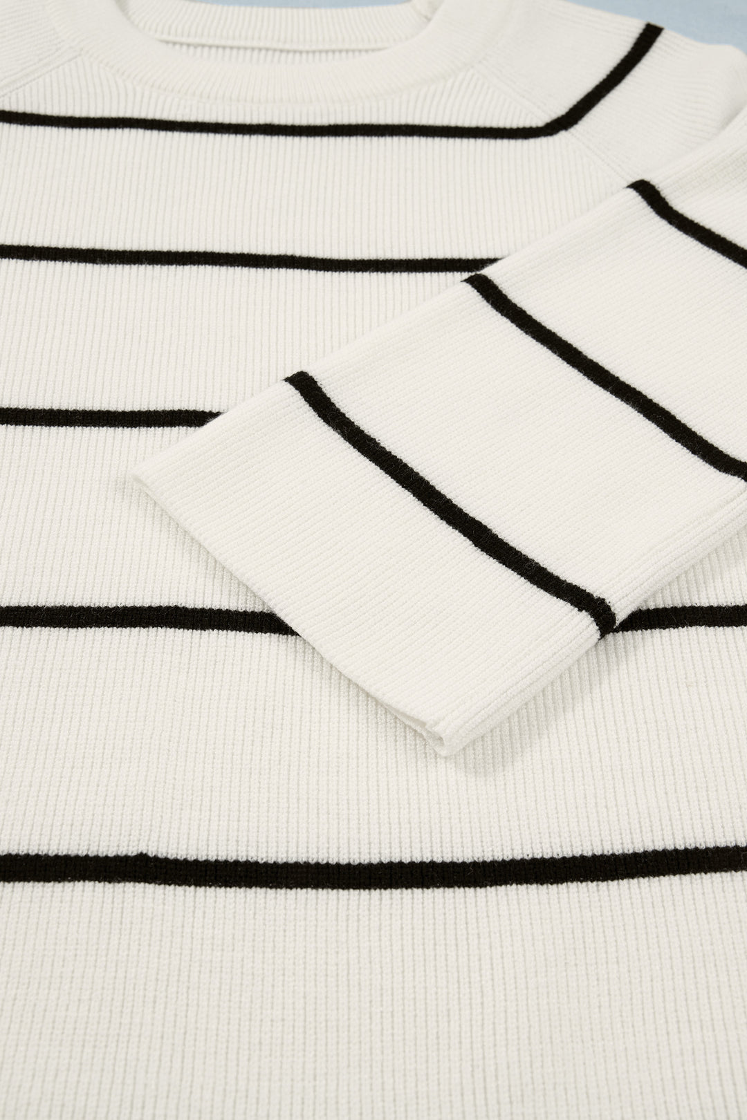 White Stripe Ribbed Knit Half Sleeve Loose Sweater Tee Dear-Lover Dropshipping