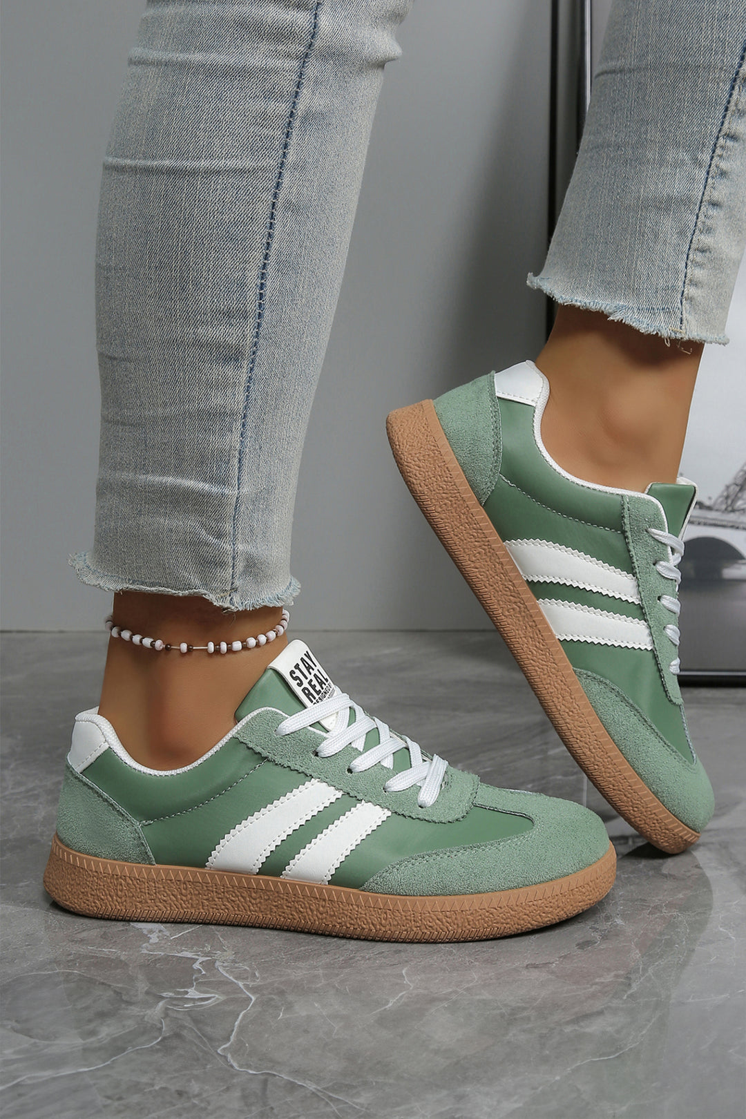 Ashleigh Blue Varsity Color Block Patchwork PU Leather Lace Up Shoes Dear-Lover Dropshipping