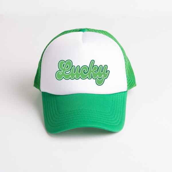 Green Lucky Cursive Foam Trucker Hat