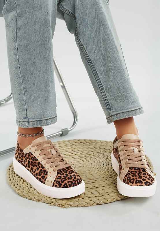 Flippin Studded Leopard Print Chunky Sneakers