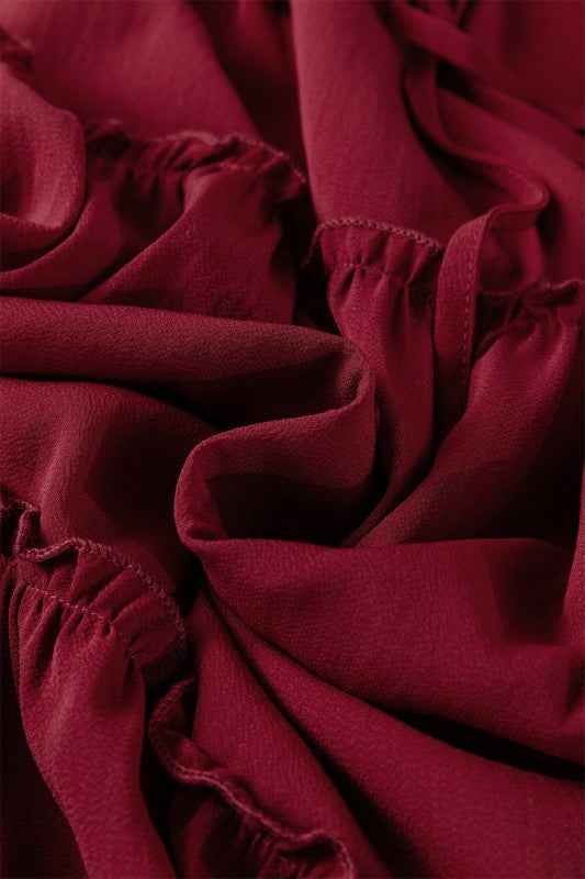 Solid Frilled Tiered Drawstring Waist Maxi Skirt