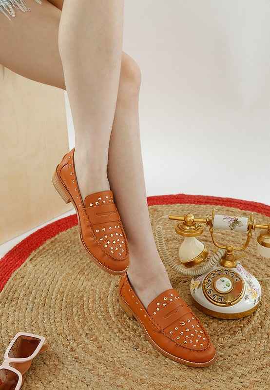 Oglavia Studs Embellished Leather Loafers