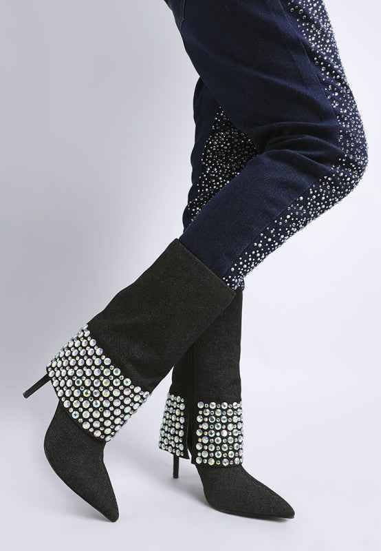 Basso Party Diamante Studded Stiletto Boots