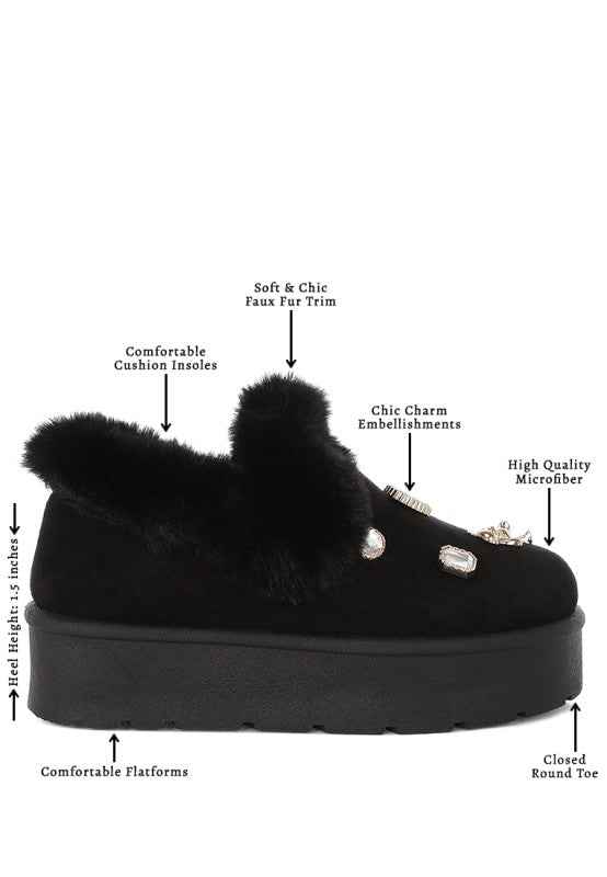 Zeta Charm Detail Slip On Snow Boots