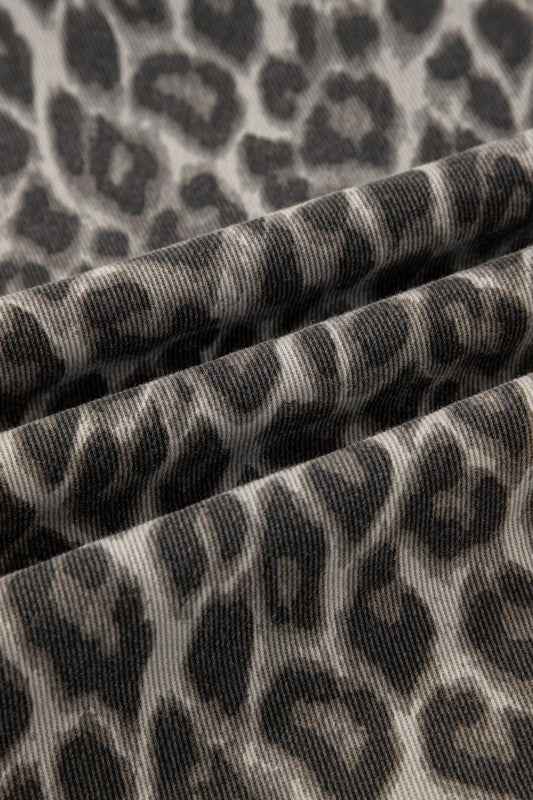 Leopard Denim Straight Leg Jeans