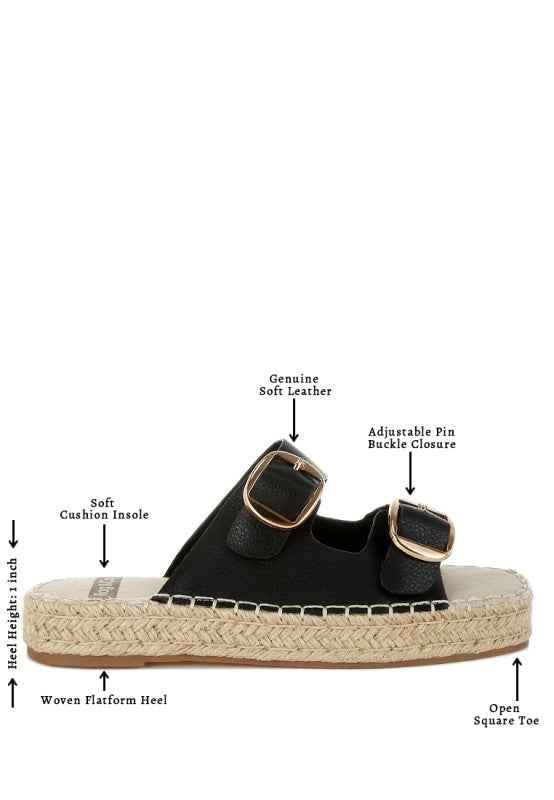 Palala Genuine Soft Leather Square Toe Espadrilles