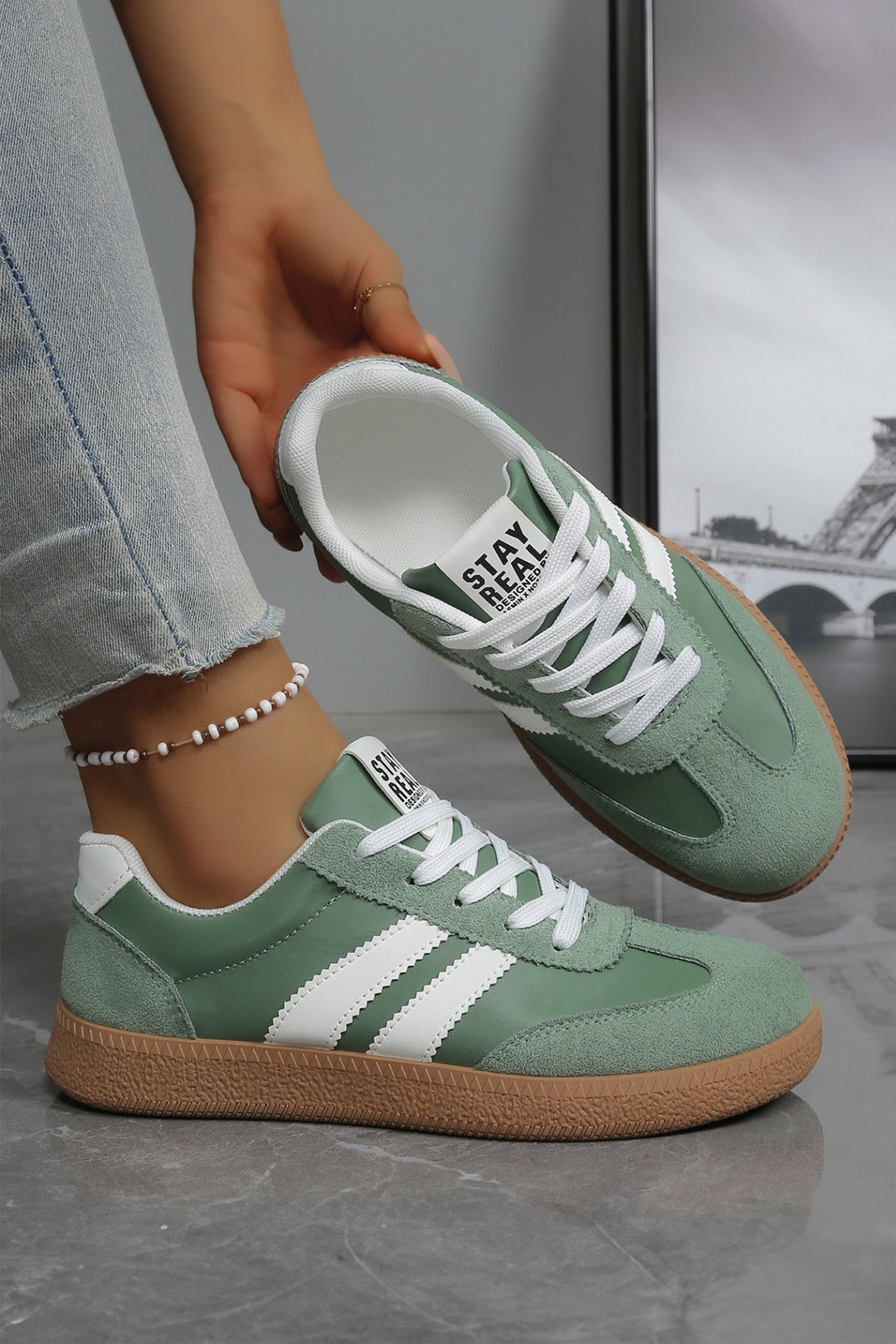 Ashleigh Blue Varsity Color Block Patchwork PU Leather Lace Up Shoes Dear-Lover Dropshipping