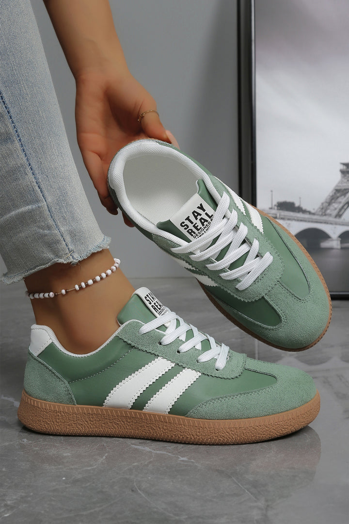 Ashleigh Blue Varsity Color Block Patchwork PU Leather Lace Up Shoes Dear-Lover Dropshipping