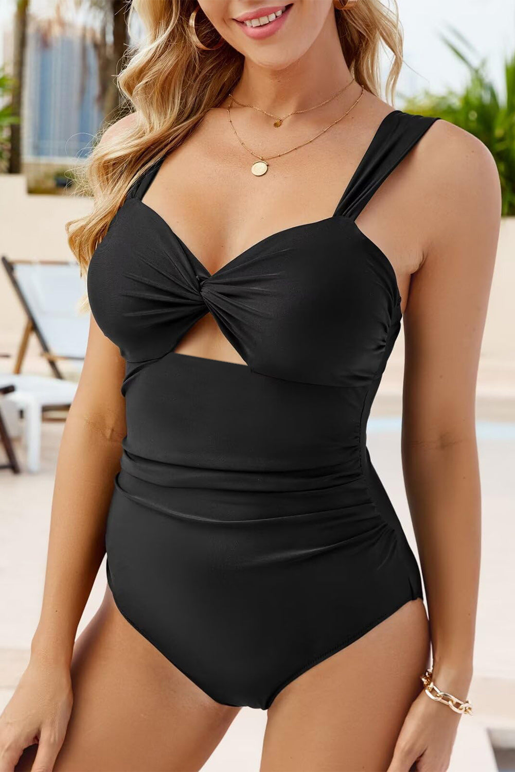 Black Cut out Twist Bowknot Backless One Piece Swimsuit Dear-Lover Dropshipping