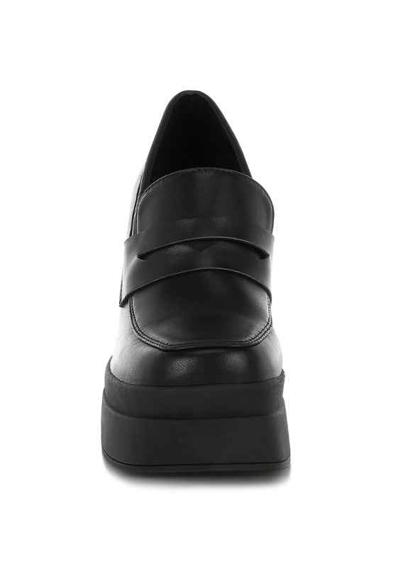 Edwina Chunky Penny Strap Heeled Loafers