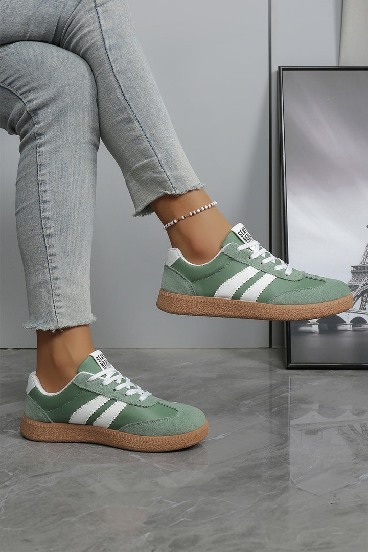 Ashleigh Blue Varsity Color Block Patchwork PU Leather Lace Up Shoes Dear-Lover Dropshipping