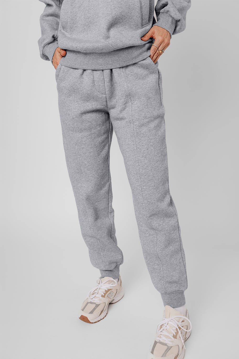 Gray Solid Exposed Seams Hoodie and Joggers Activewear Set Dear-Lover Dropshipping