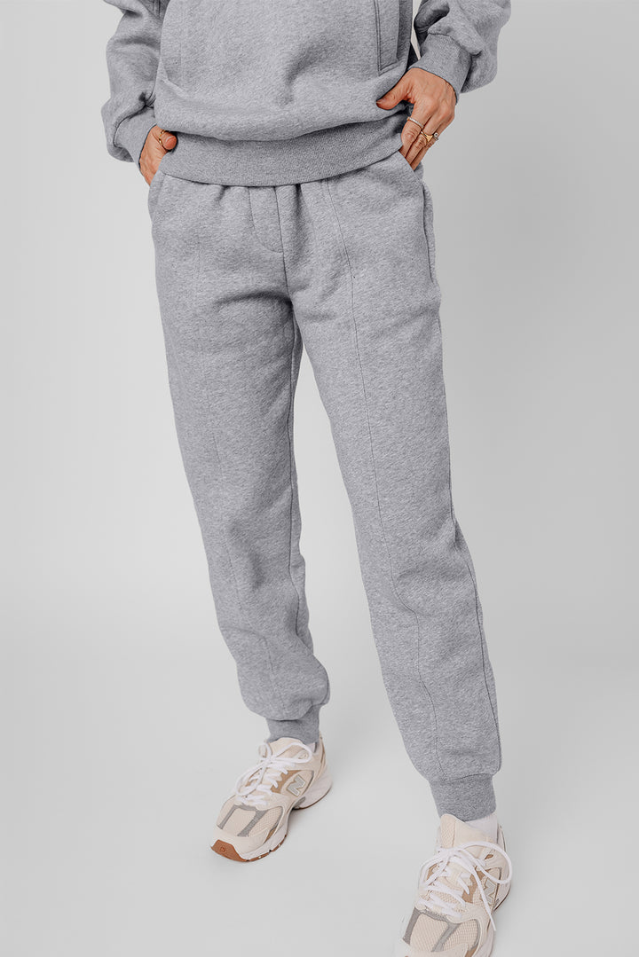 Gray Solid Exposed Seams Hoodie and Joggers Activewear Set Dear-Lover Dropshipping