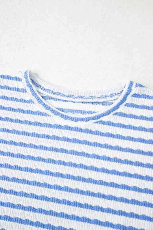 Stripe Knitted Top & Drawstring Shorts Set