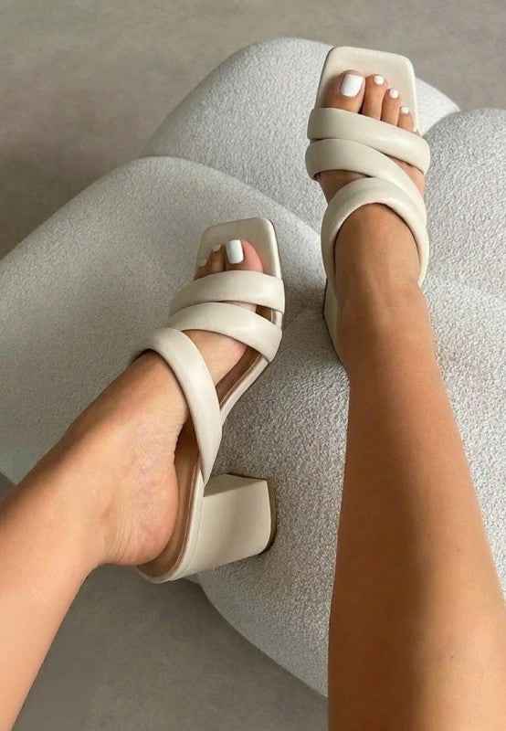 Kywe Textured Heel Chunky Strap Sandals