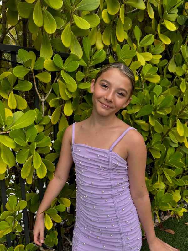 Girls Amelia Tank Dress With Pearls