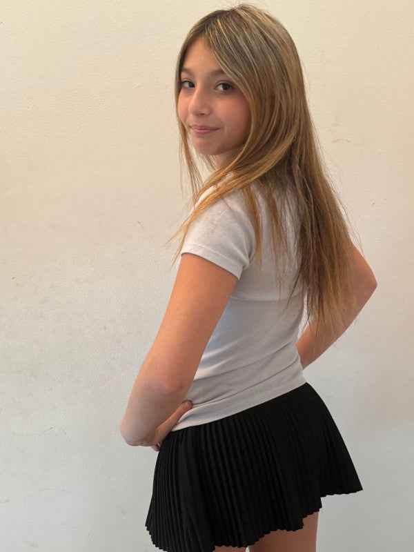 Girls Suede Pleated Skort
