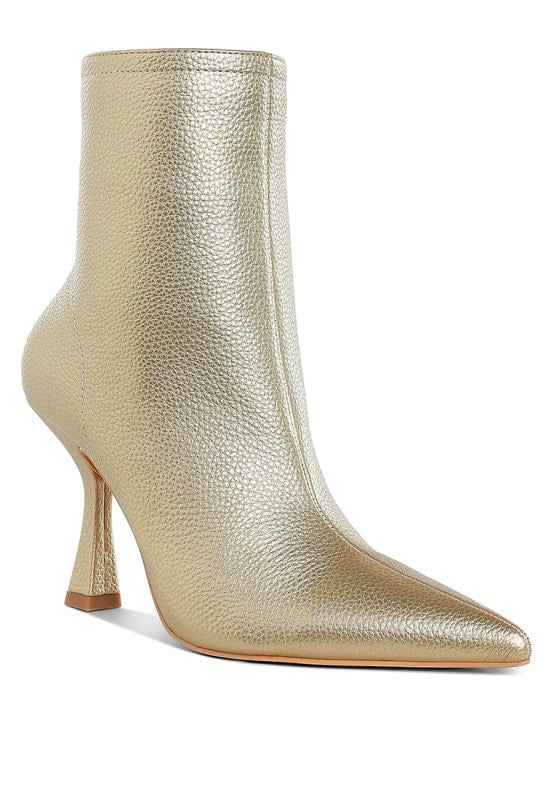 Tentia Metallic Pleather Spool Heel Boots